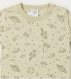 Conjunto Pijama Viagem no Espaço Bege