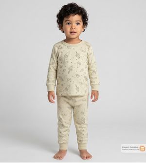 Conjunto Pijama Viagem no Espaço Bege