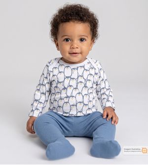 Conjunto Body Pinguim Azul