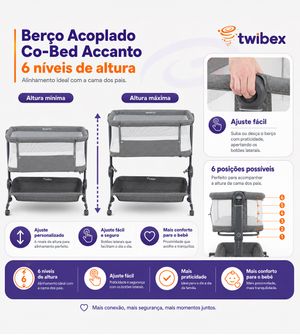 Berço Acoplado Lado a Lado Co-Bed Accanto Twibex