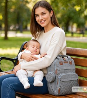 Mochila Maternidade com Trocador Cinza Twibex