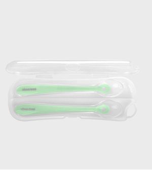 Kit Colheres de Silicone com Estojo 2 unidades Verde - Kikka boo