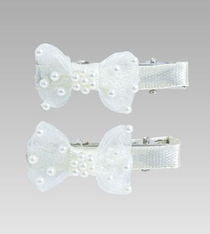 Bico de Pato Mini Laço Off White com 2 unidades