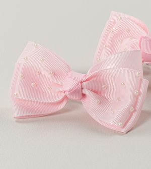 Bico de Pato Laço Mini Pérolas Rosa com 2 unidades