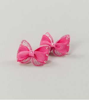 Bico de Pato Laço Borboleta Rosa com 2 unidades