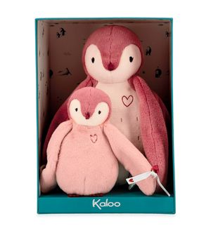 Pelúcia Mãe e Filhote Pinguim Rosa