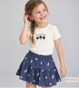 Conjunto Feminino Off White e Marinho
