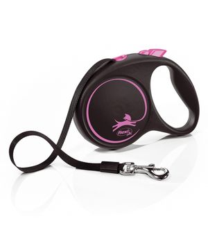 Guia Retrátil Black Design Fita Preto/Rosa - Flexi