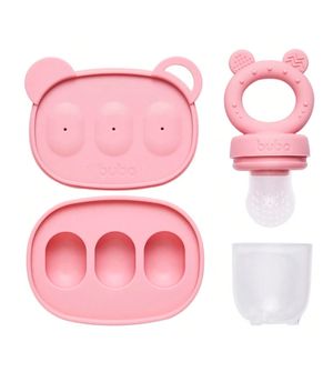 Kit Porta Frutinhas e Forminha em Silicone Rosa