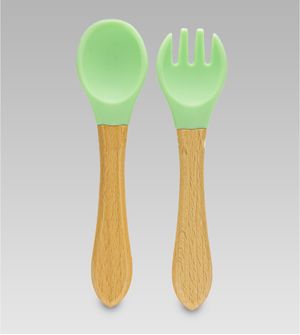 Kit Talheres em Silicone com 2 unidades Verde Twibex