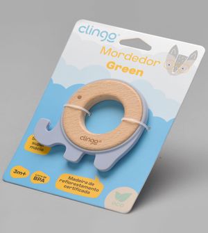 Mordedor Madeira e Silicone Green Elefante