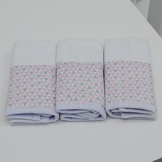 Kit Toalha de Boca com 3 Unidades - ROSA - KT20