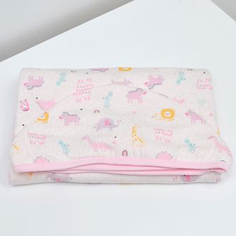 Toalha com Capuz Baby  86cm x 62cm -Safari Rosa
