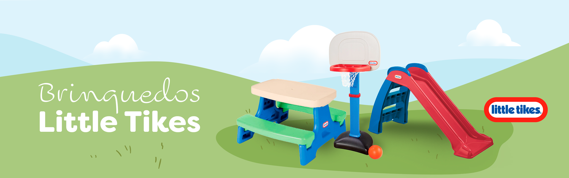 Banner little tikes com diversos produtos